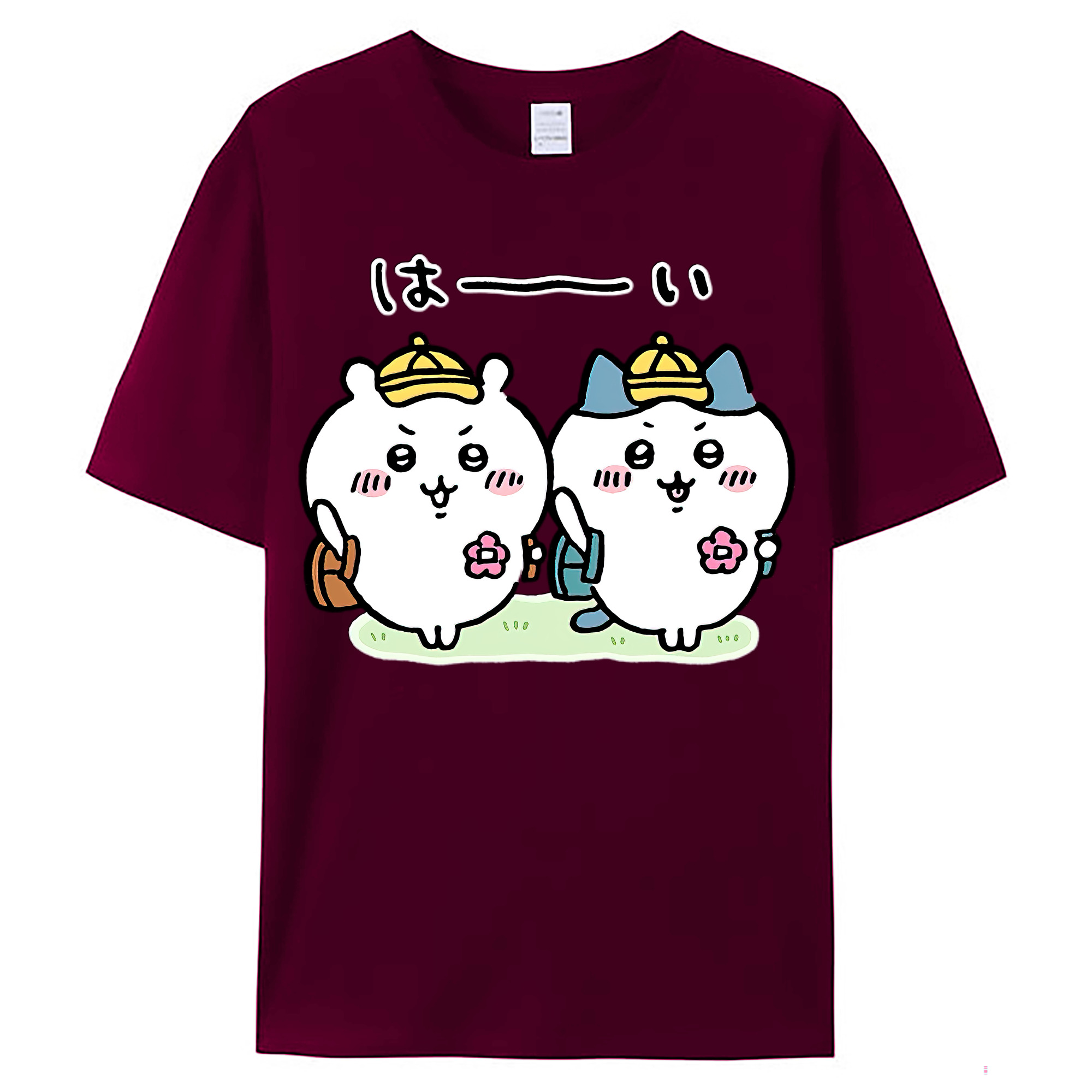 （画像用） ちいかわ ハチワレ Chii-kawa hachiware レディースカジュアルプリントTシャツ（綿100％）